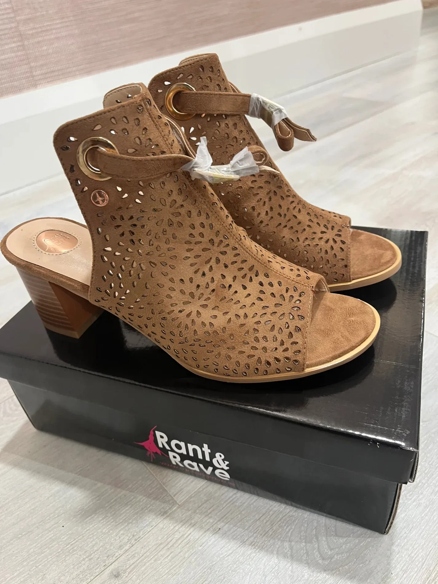4-A1400HHH Beatrice Tan Peep Toe Boot