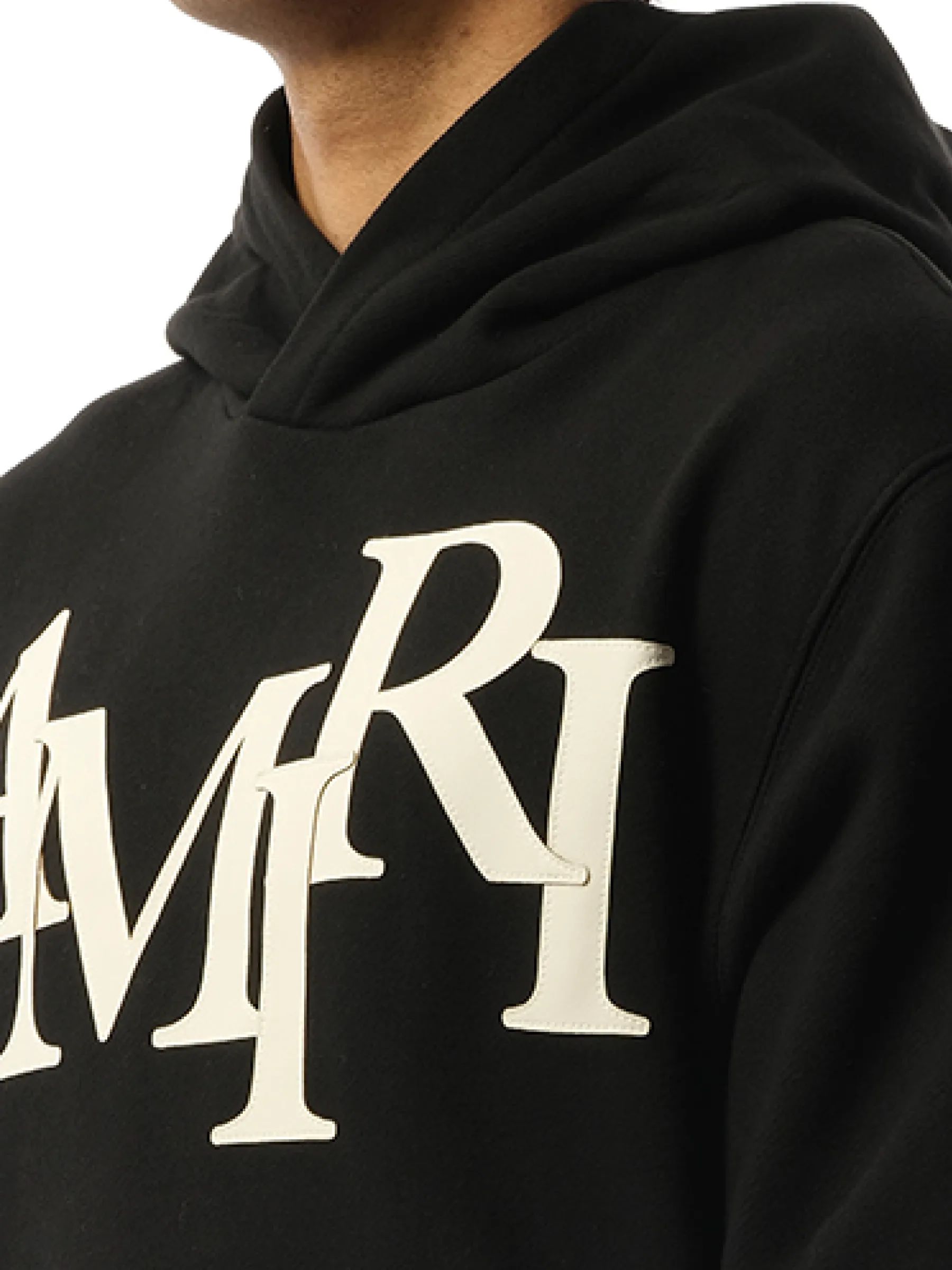 Amiri Staggered Hoodie in Black/White
