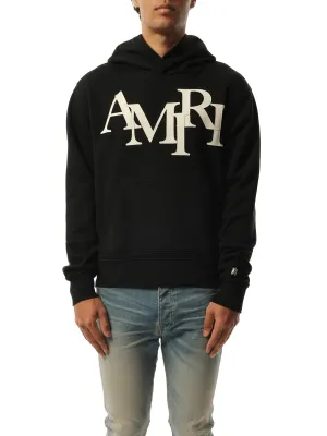 Amiri Staggered Hoodie in Black/White