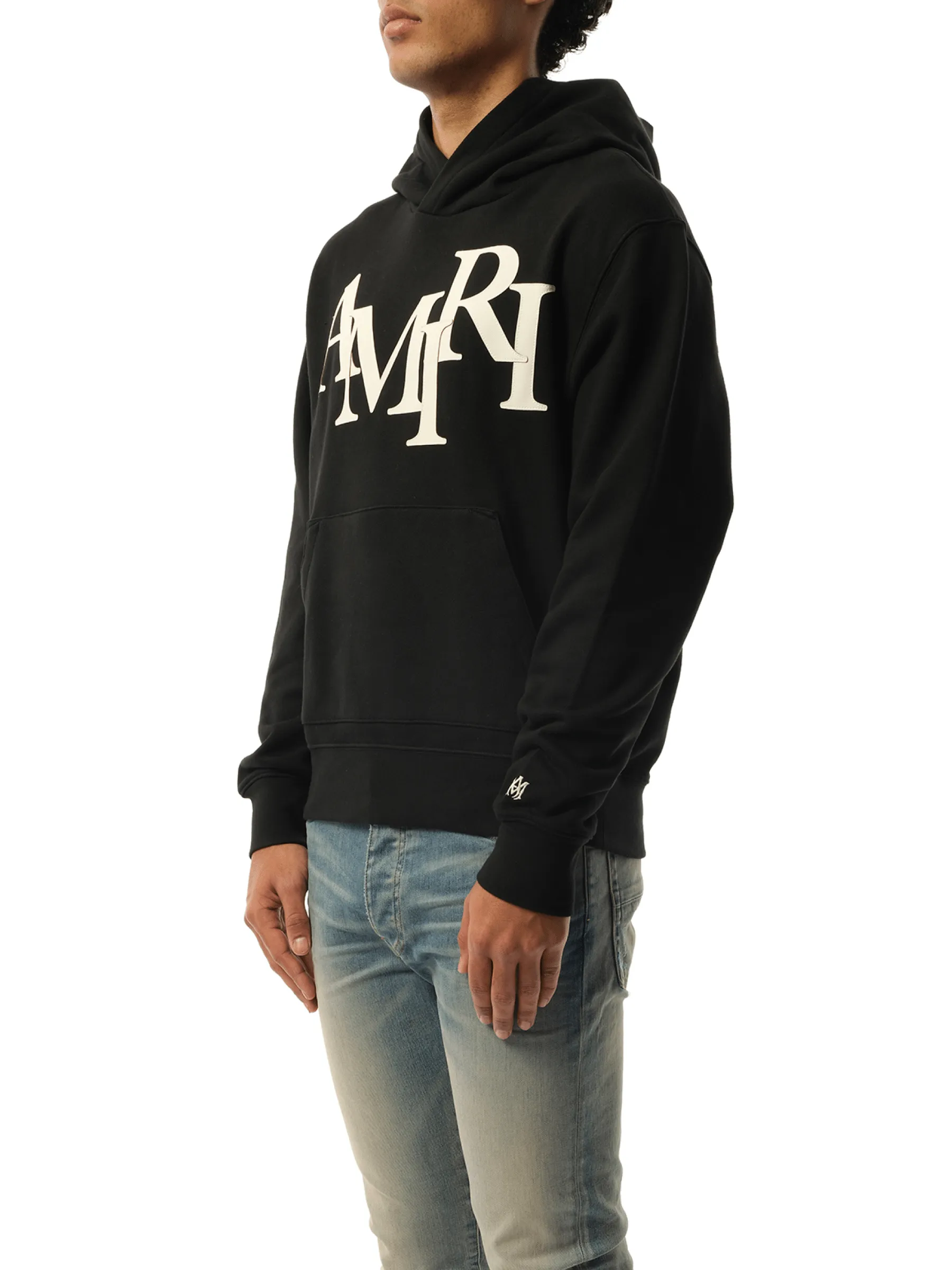Amiri Staggered Hoodie in Black/White