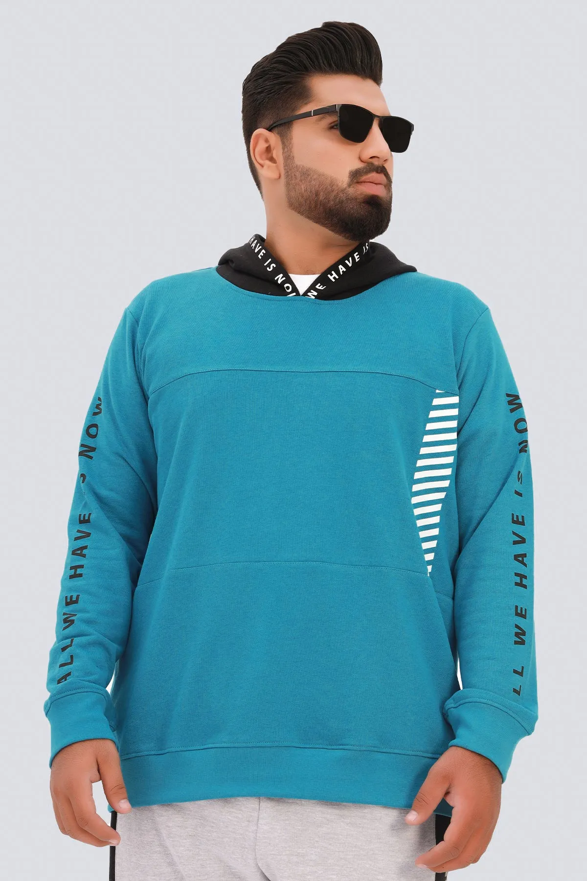 Bay Blue Graphic Hoodie (Plus Size) - W22 -  MH0054P