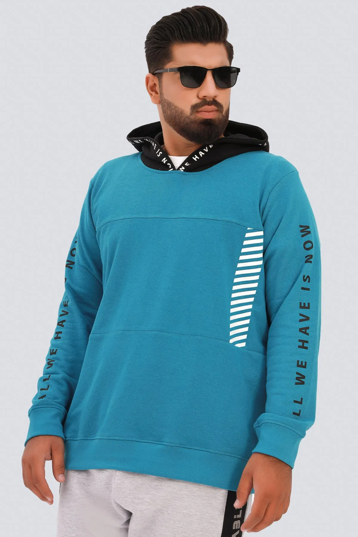 Bay Blue Graphic Hoodie (Plus Size) - W22 -  MH0054P