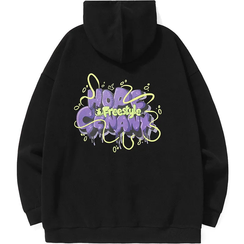 Black Plain Graphic Fleece Couple Hoodies