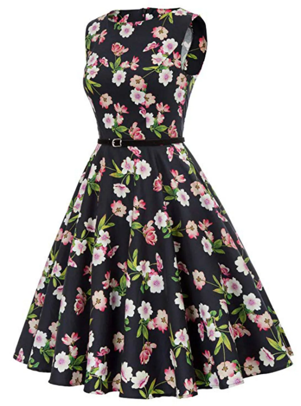 Black Print Short 1950's Vintage Dress