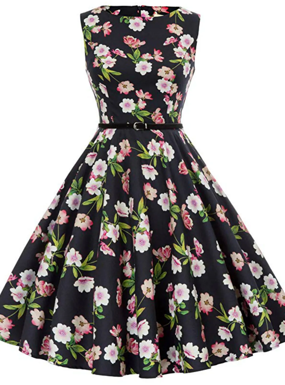Black Print Short 1950's Vintage Dress