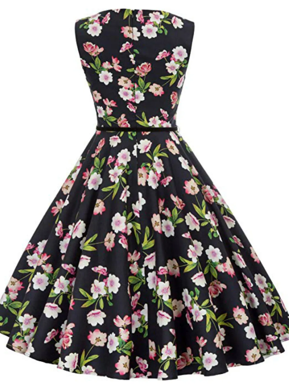 Black Print Short 1950's Vintage Dress