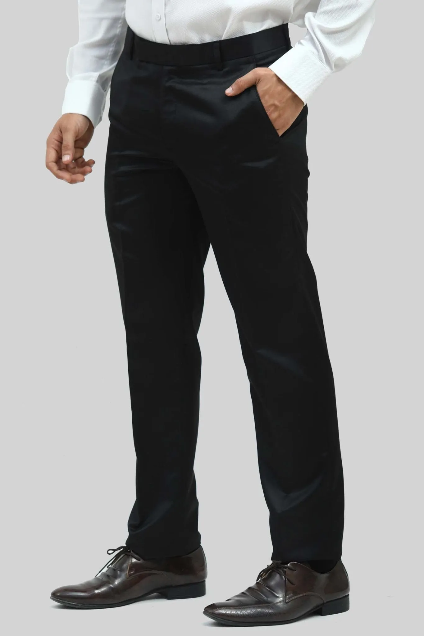 bluebird men's black sheen formal trouser