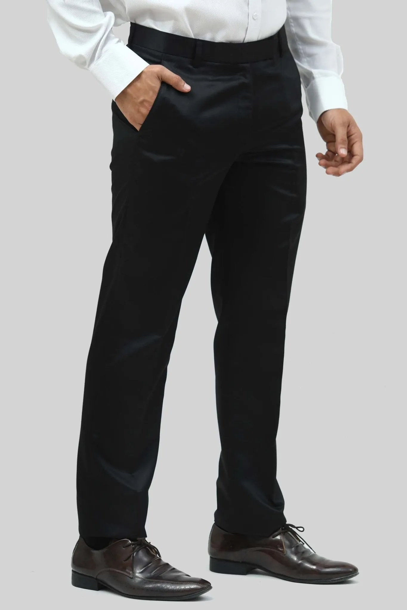 bluebird men's black sheen formal trouser