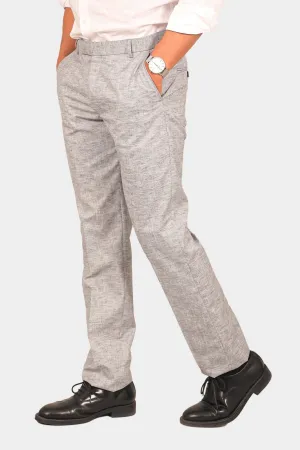 Bluebird Men's Light Black Linen Formal Trouser