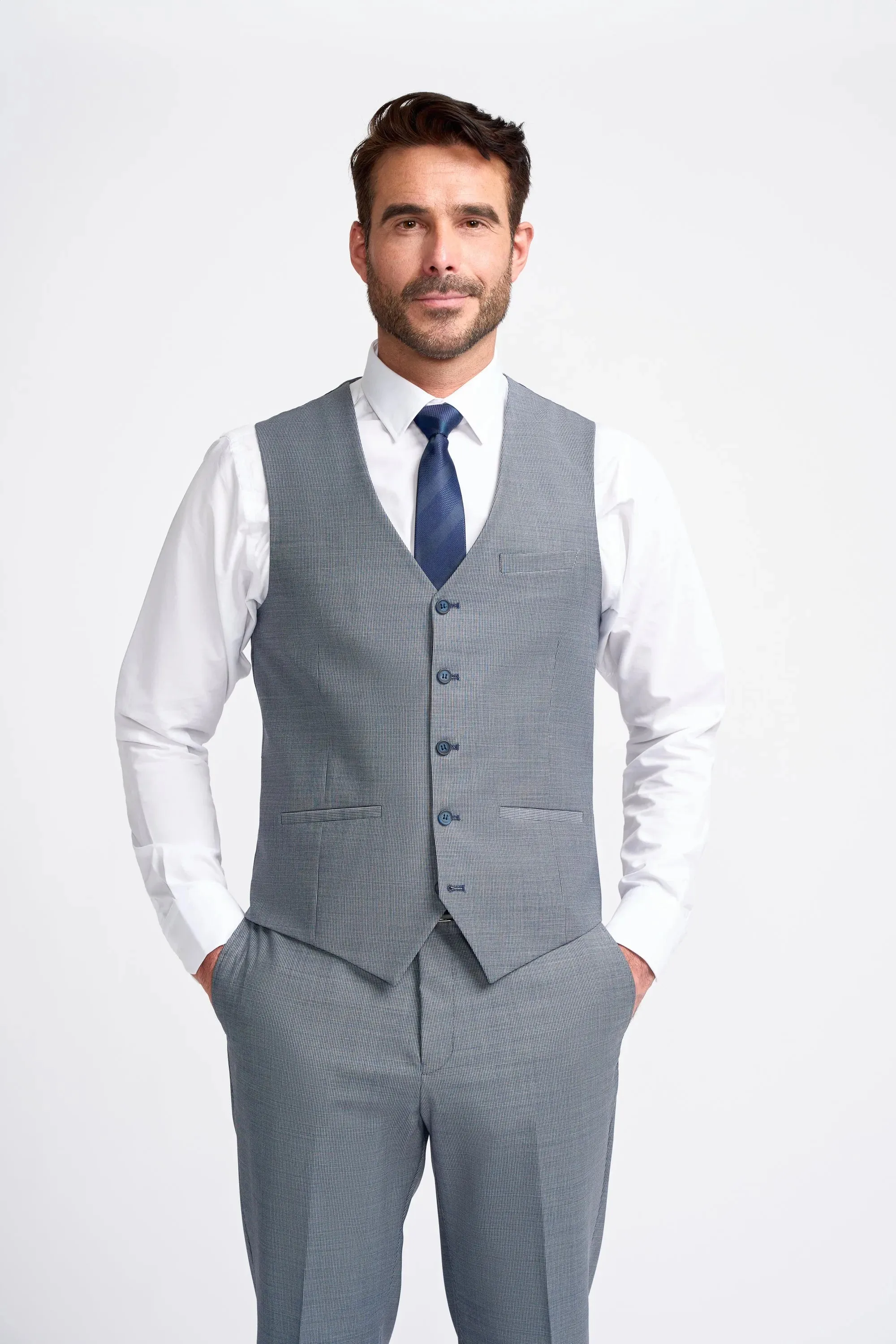 Bond - Men's Grey 3 Piece Tailored Fit Suit