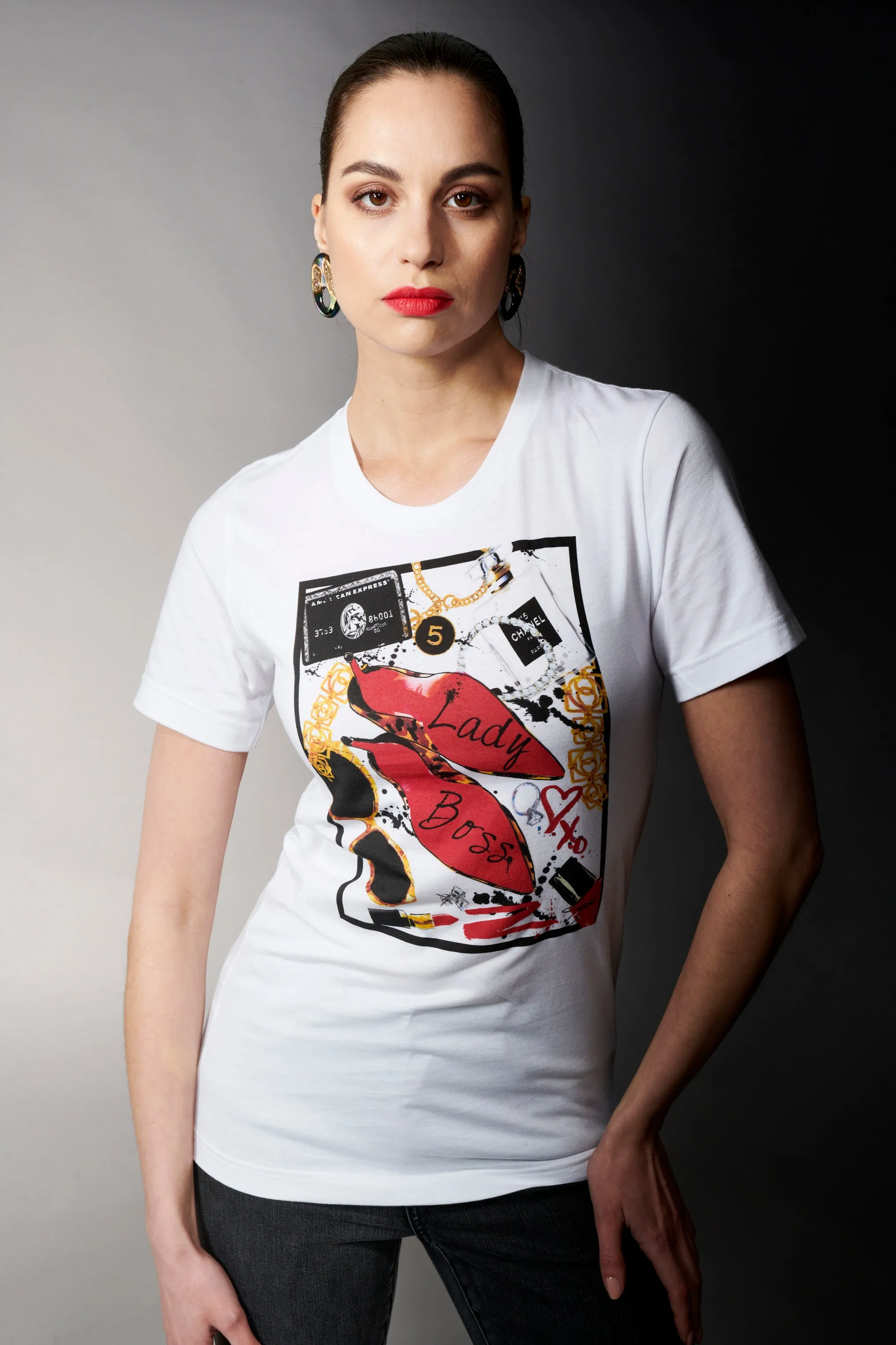 By Jodi, Cotton, Boss Lady T-Shirt in white