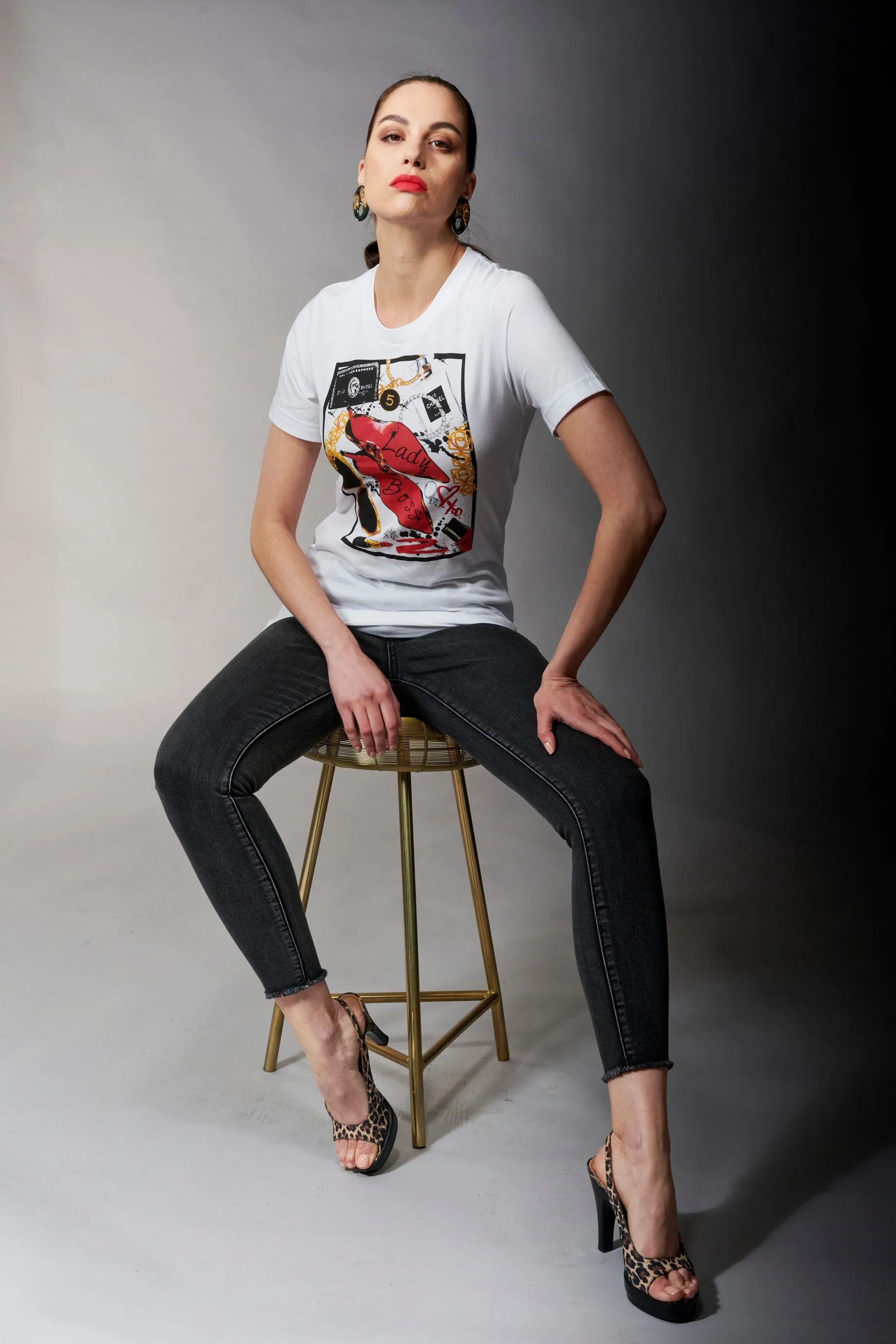 By Jodi, Cotton, Boss Lady T-Shirt in white