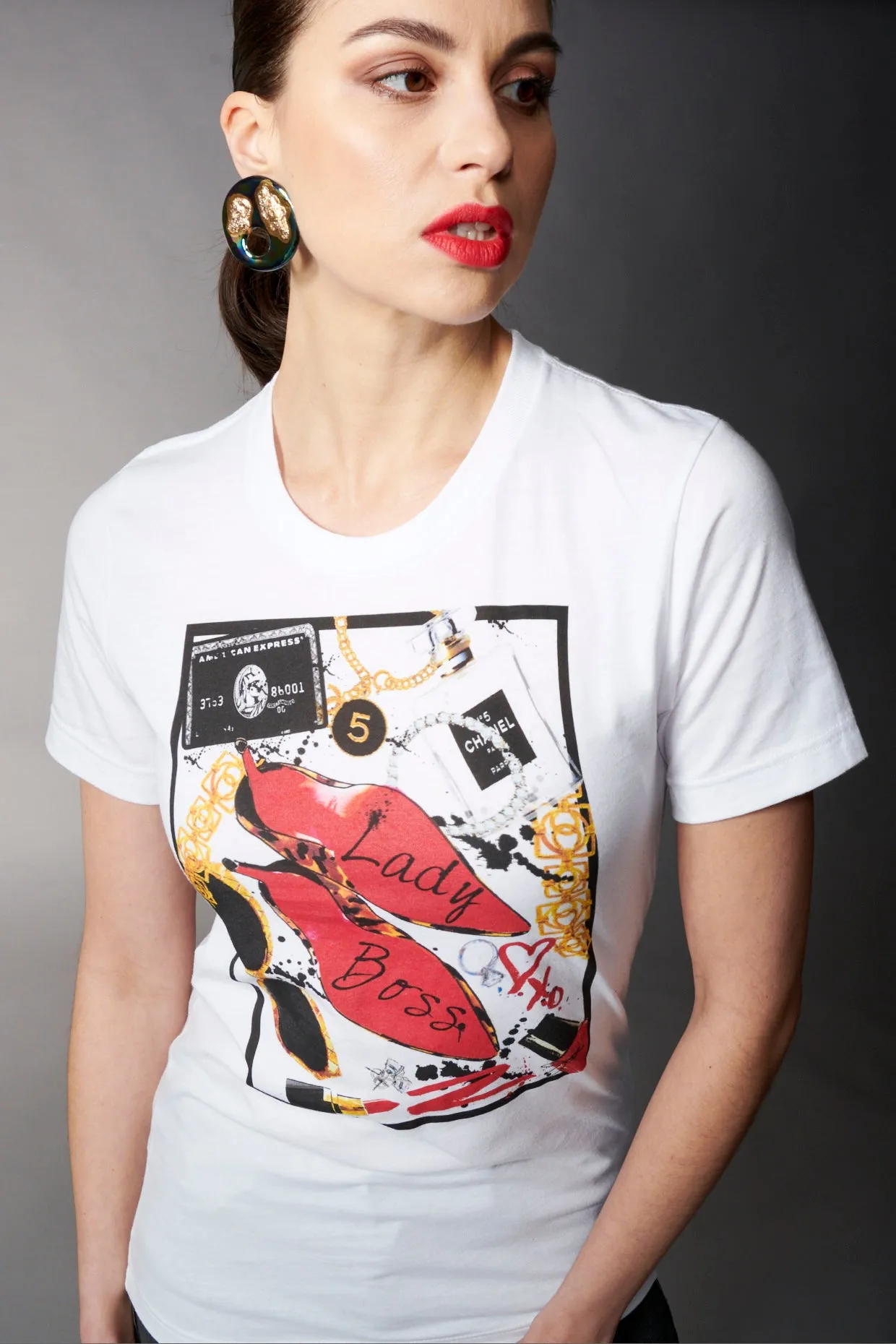 By Jodi, Cotton, Boss Lady T-Shirt in white