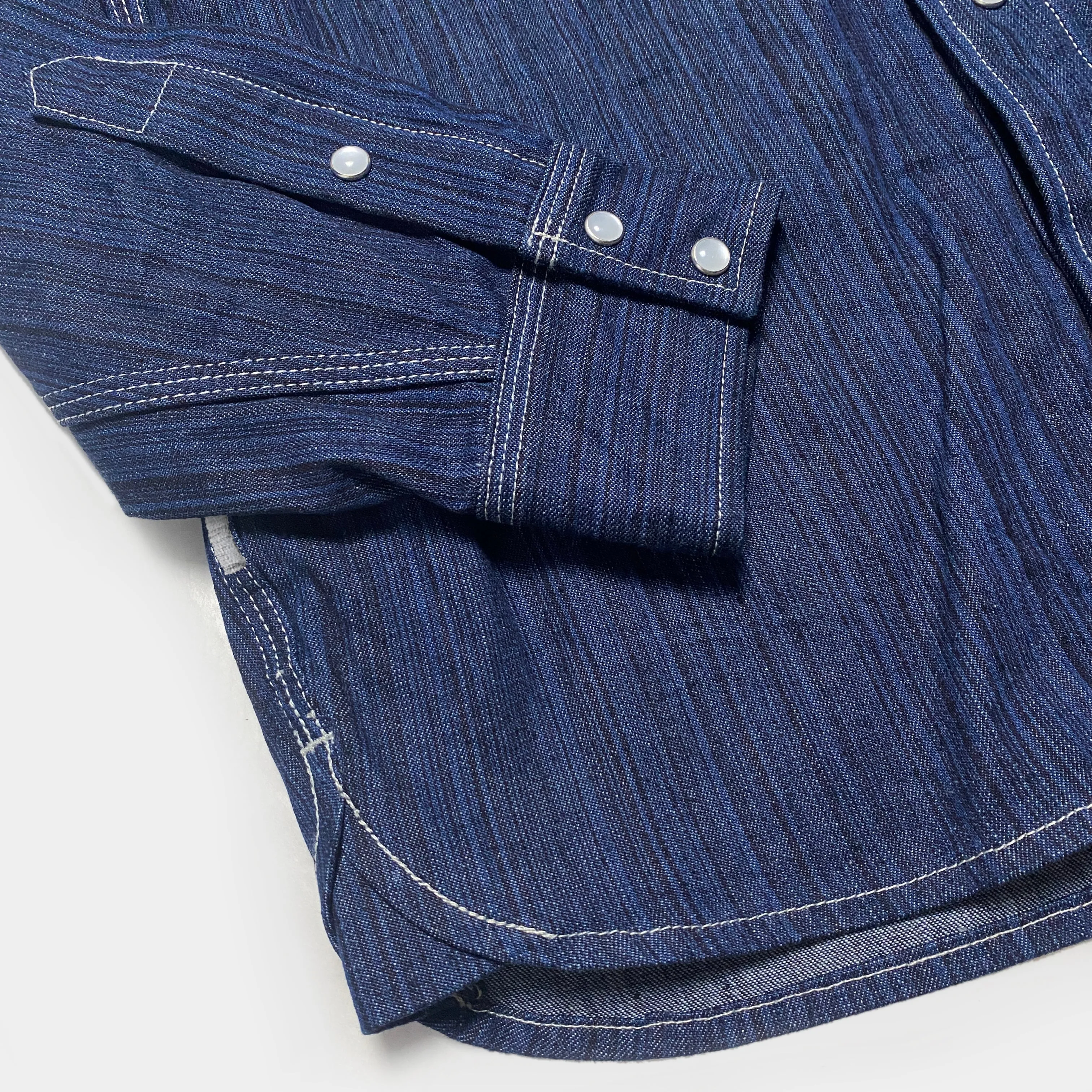 BZEN M.3282 JESSE-HILO REGULAR FIT IRREGULAR INDIGO DYED WESTERN SHIRT-12OZ-HRH INDIGO