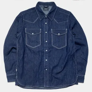 BZEN M.3282 JESSE-HILO REGULAR FIT IRREGULAR INDIGO DYED WESTERN SHIRT-12OZ-HRH INDIGO
