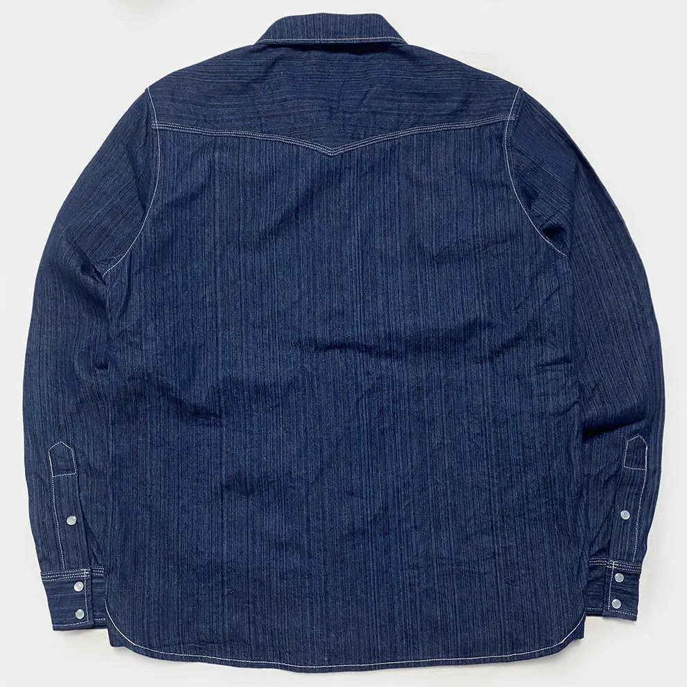 BZEN M.3282 JESSE-HILO REGULAR FIT IRREGULAR INDIGO DYED WESTERN SHIRT-12OZ-HRH INDIGO