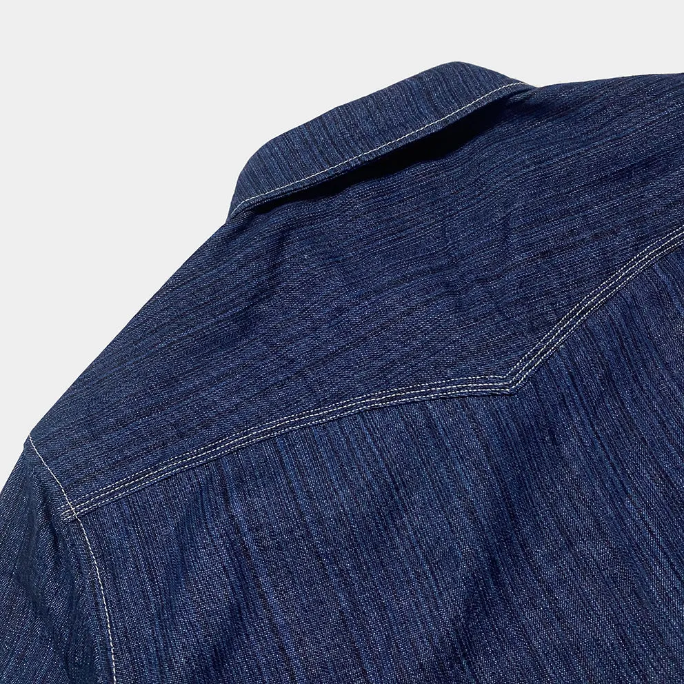BZEN M.3282 JESSE-HILO REGULAR FIT IRREGULAR INDIGO DYED WESTERN SHIRT-12OZ-HRH INDIGO