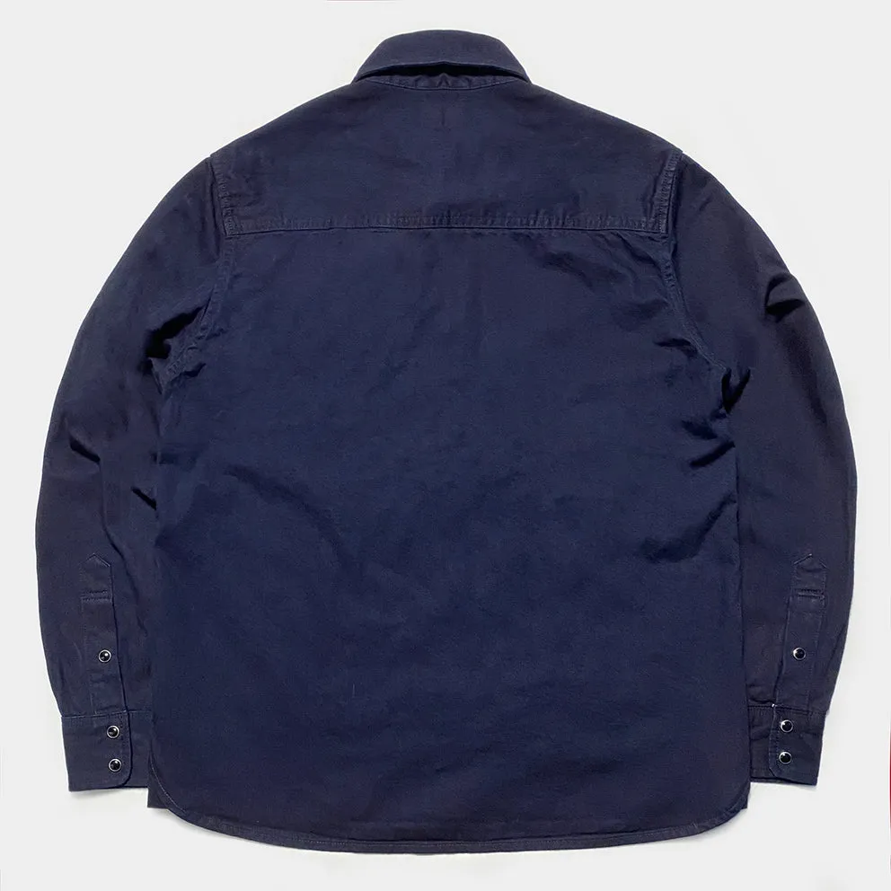 BZEN M.3282 JG-CDI REGULAR FIT 2 POCKET CROSS DYED INDIGO SELVEDGE DENIM SHIRT-7.5OZ-E0 INDIGO