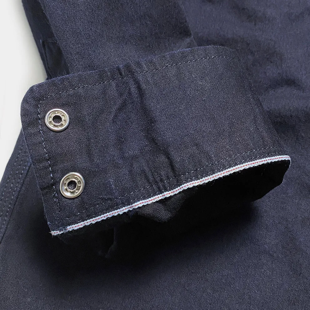 BZEN M.3282 JG-CDI REGULAR FIT 2 POCKET CROSS DYED INDIGO SELVEDGE DENIM SHIRT-7.5OZ-E0 INDIGO