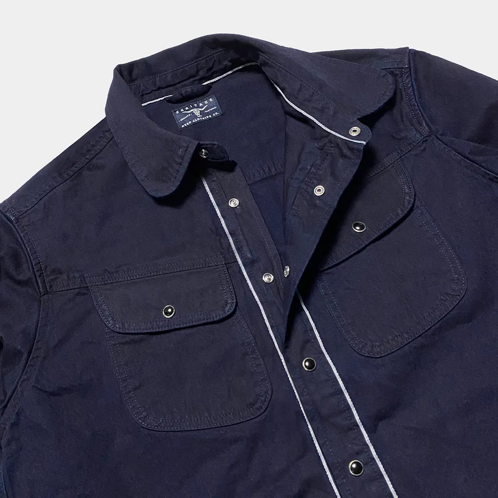 BZEN M.3282 JG-CDI REGULAR FIT 2 POCKET CROSS DYED INDIGO SELVEDGE DENIM SHIRT-7.5OZ-E0 INDIGO