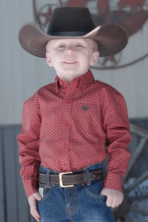 Cinch Toddler Boy’s Red and Black Geometric Print Western Shirt