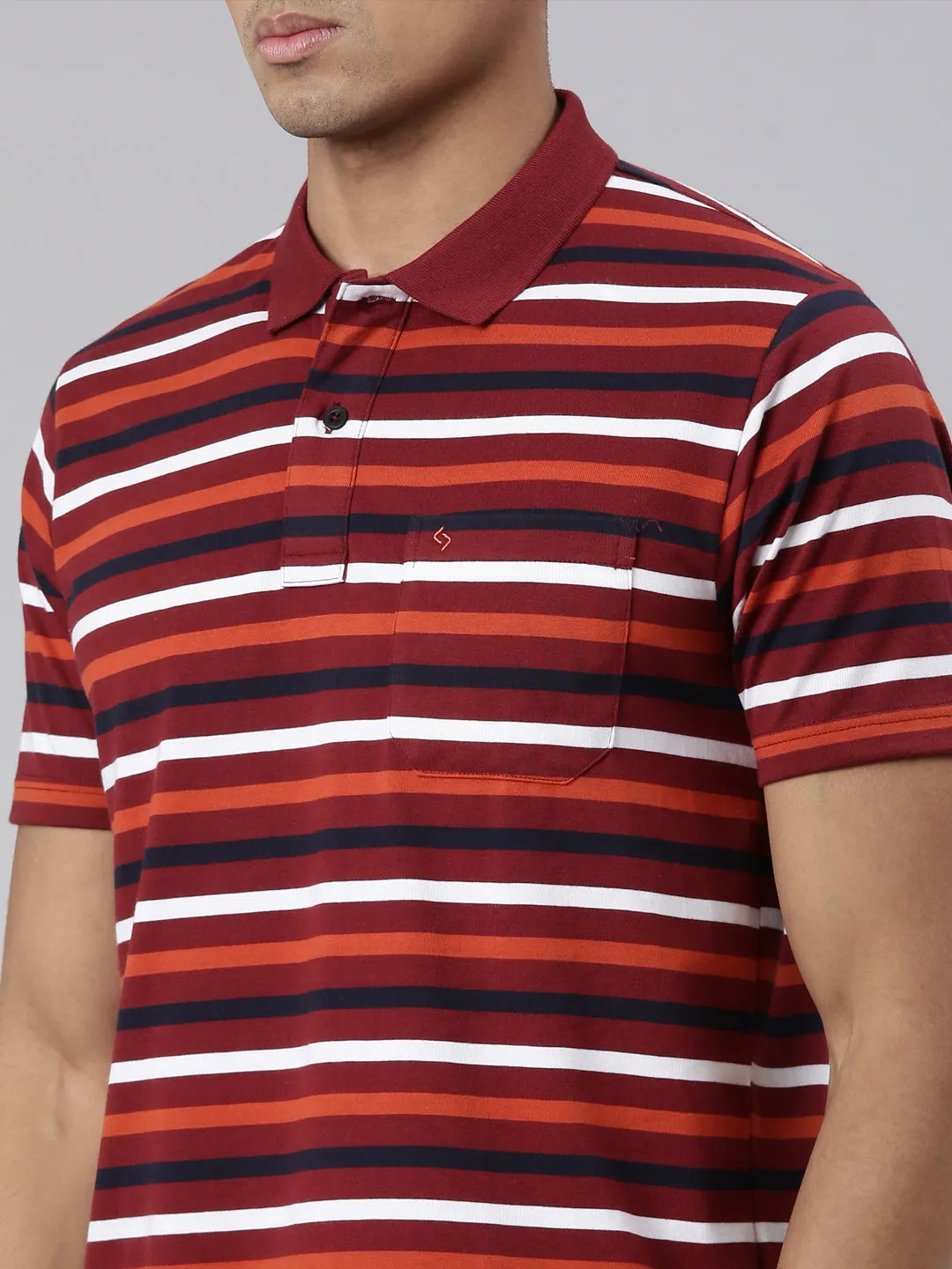 Classic Polo Men's Half Sleeve Maroon/White Polo Neck Cotton Blend Authentic Fit T-Shirt | AVON - 575 B AF P