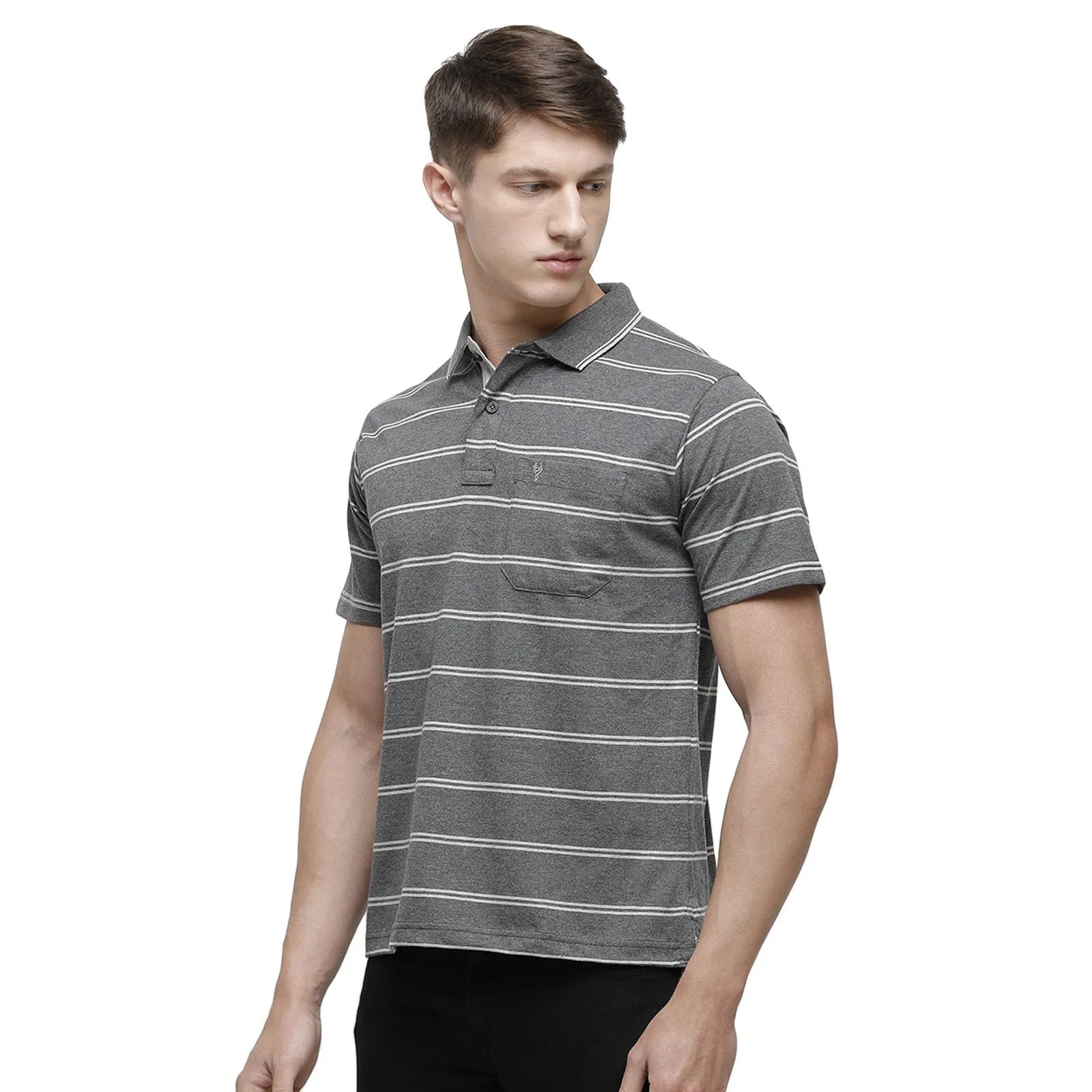Classic Polo Men's Polo Neck Half Sleeve Grey Mélange Cotton Regular Fit T-Shirt  MEL - 174 A AF P