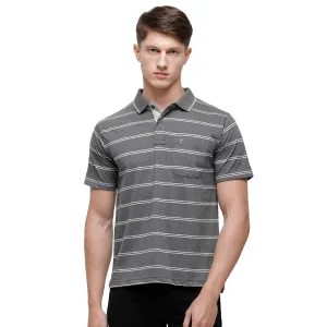 Classic Polo Men's Polo Neck Half Sleeve Grey Mélange Cotton Regular Fit T-Shirt  MEL - 174 A AF P