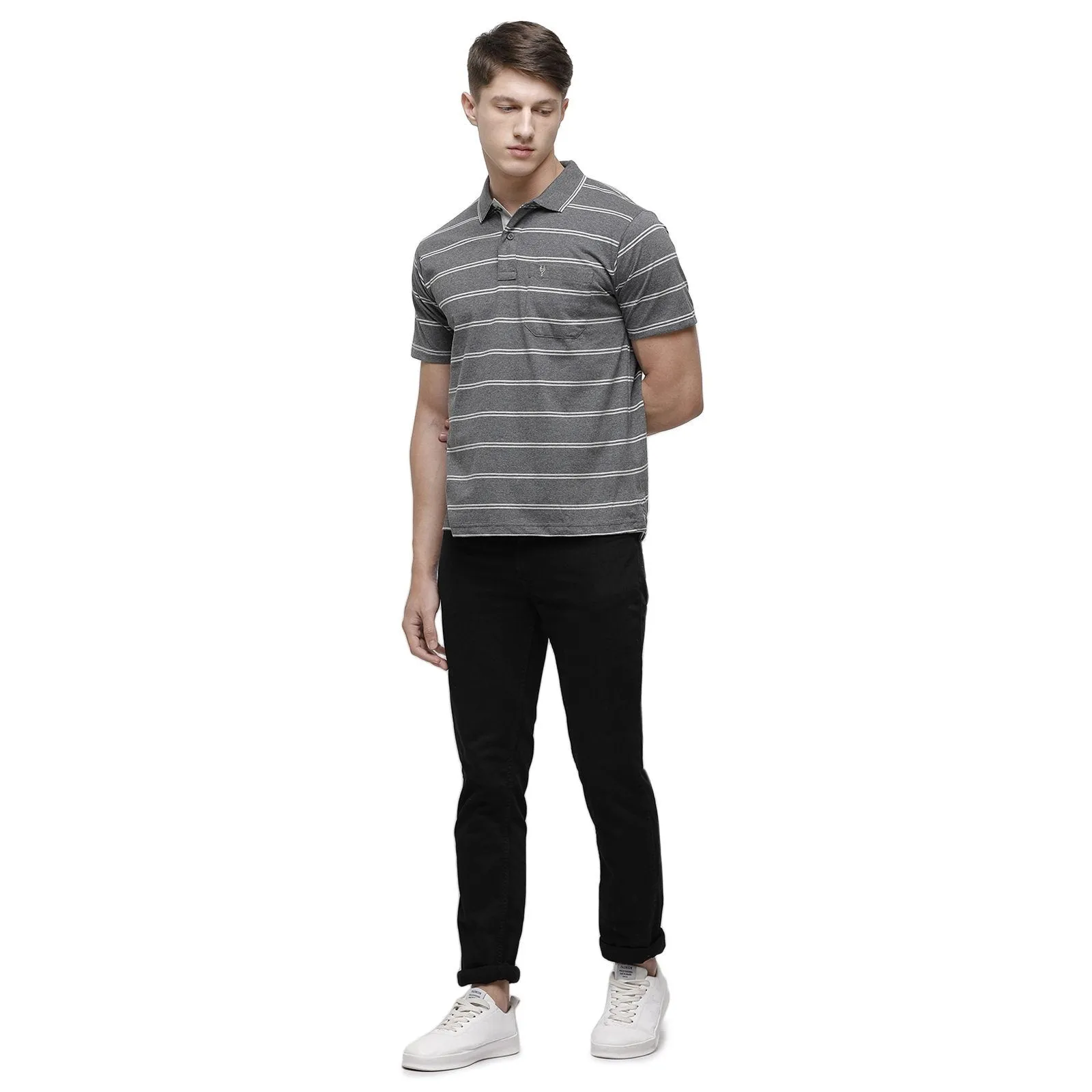 Classic Polo Men's Polo Neck Half Sleeve Grey Mélange Cotton Regular Fit T-Shirt  MEL - 174 A AF P