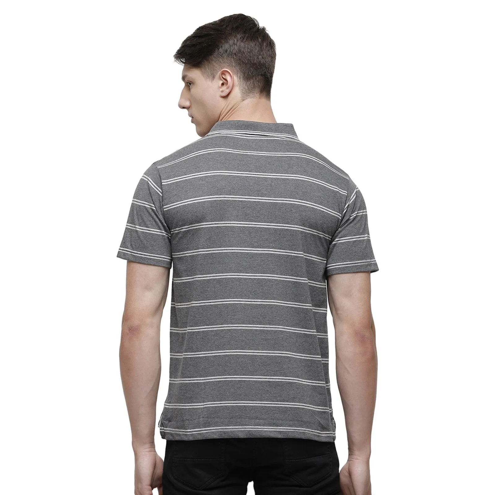 Classic Polo Men's Polo Neck Half Sleeve Grey Mélange Cotton Regular Fit T-Shirt  MEL - 174 A AF P