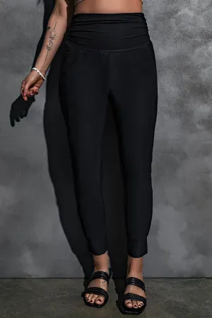 Contented Wide Waistband High Waist Joggers