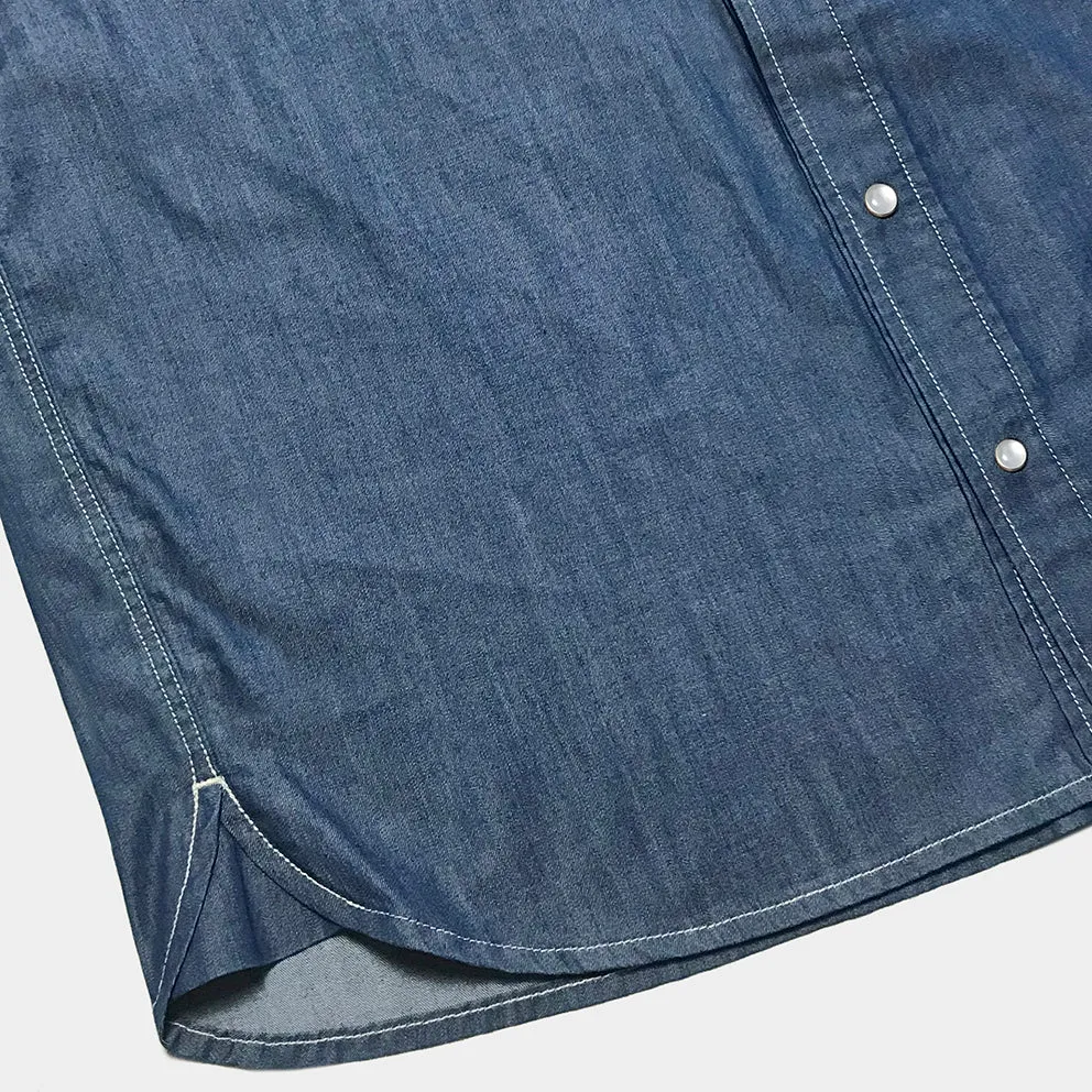 DDL 323R-DEL TORO OV REGULAR FIT 2 POCKET SHORT SLEEVE WESTERN TENCEL COTTON DENIM SHIRT-6OZ-E1 INDIGO