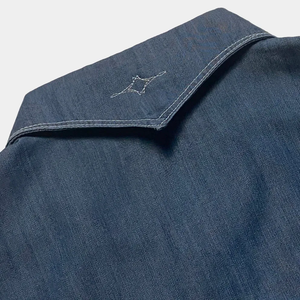 DDL 323R-DEL TORO OV REGULAR FIT 2 POCKET SHORT SLEEVE WESTERN TENCEL COTTON DENIM SHIRT-6OZ-E1 INDIGO
