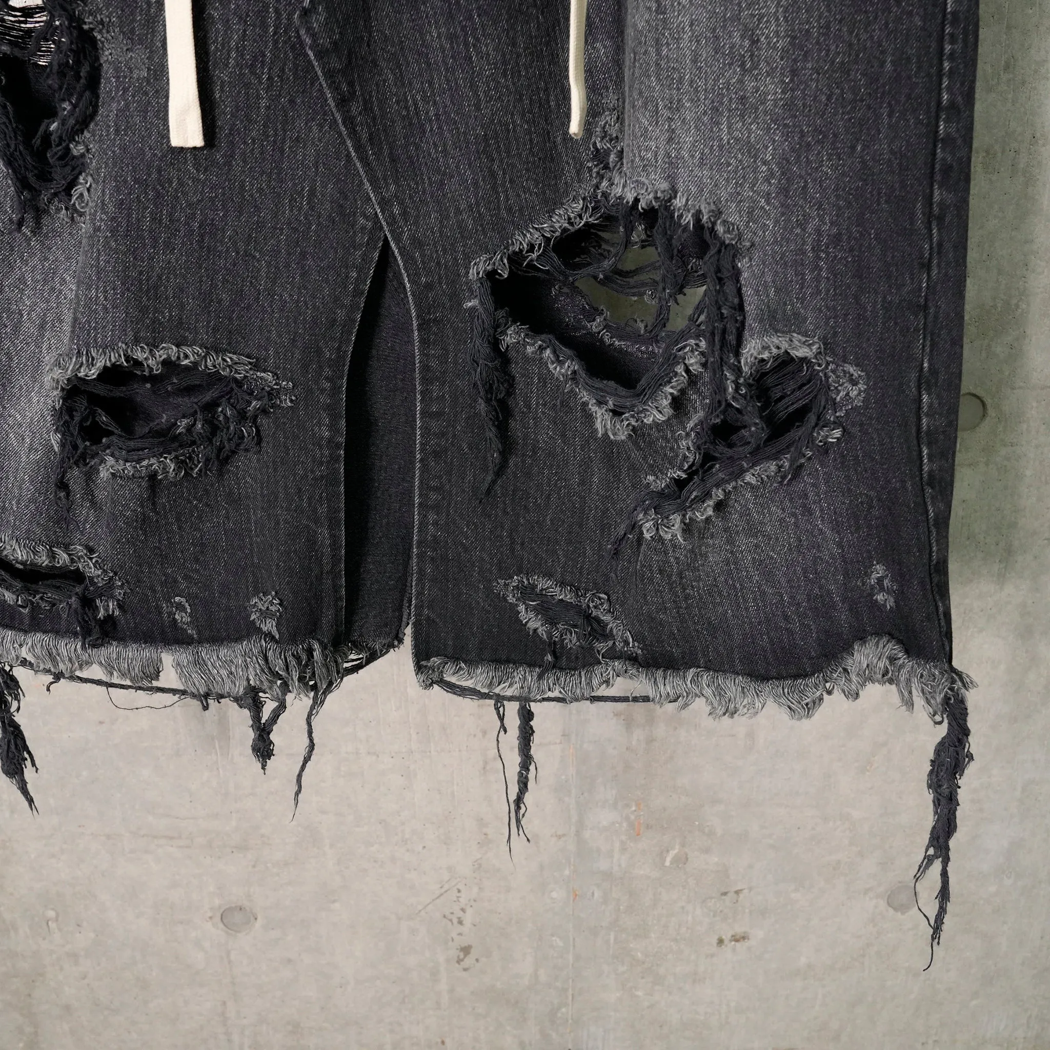 DENIM WRAP SKIRT / BLACK