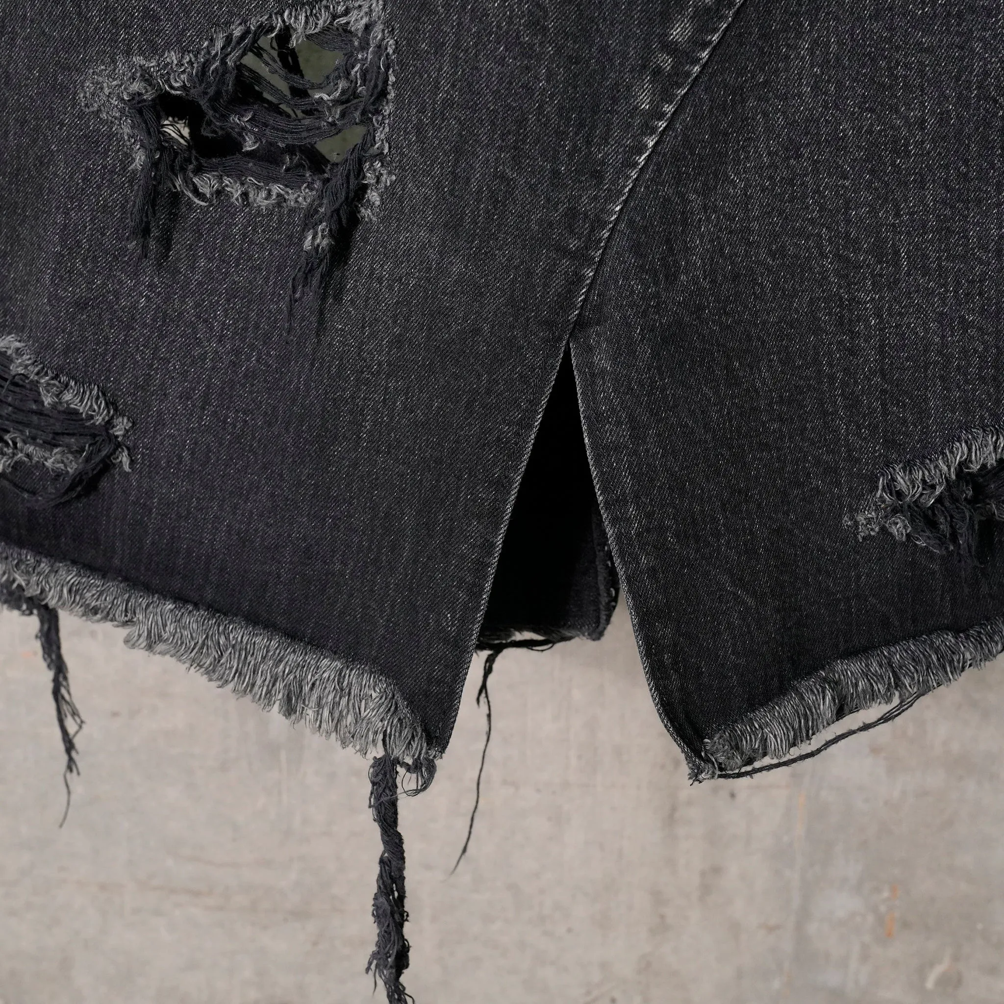 DENIM WRAP SKIRT / BLACK
