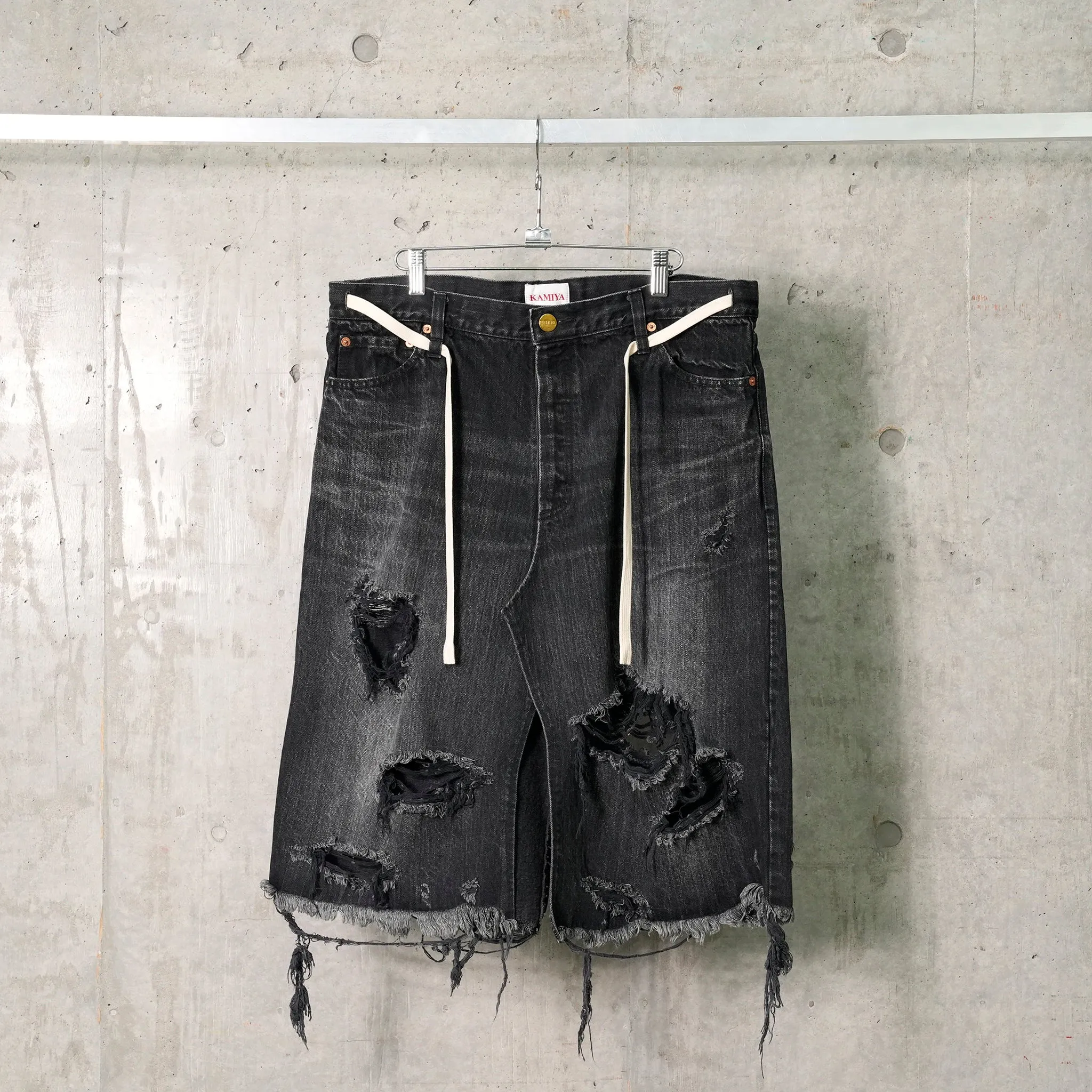 DENIM WRAP SKIRT / BLACK