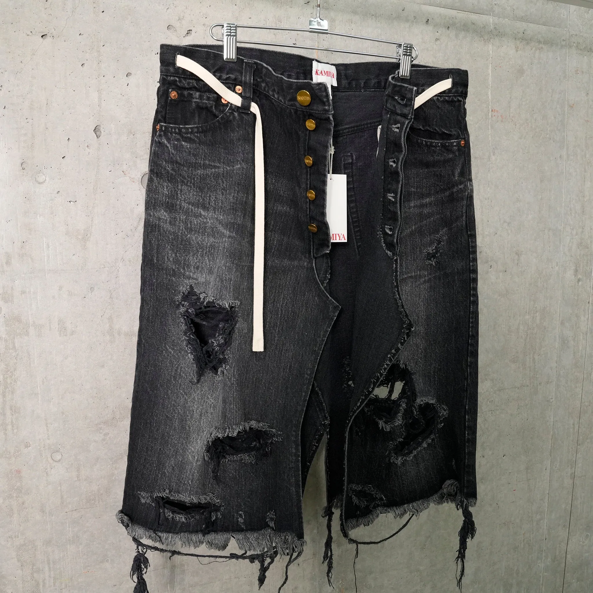 DENIM WRAP SKIRT / BLACK
