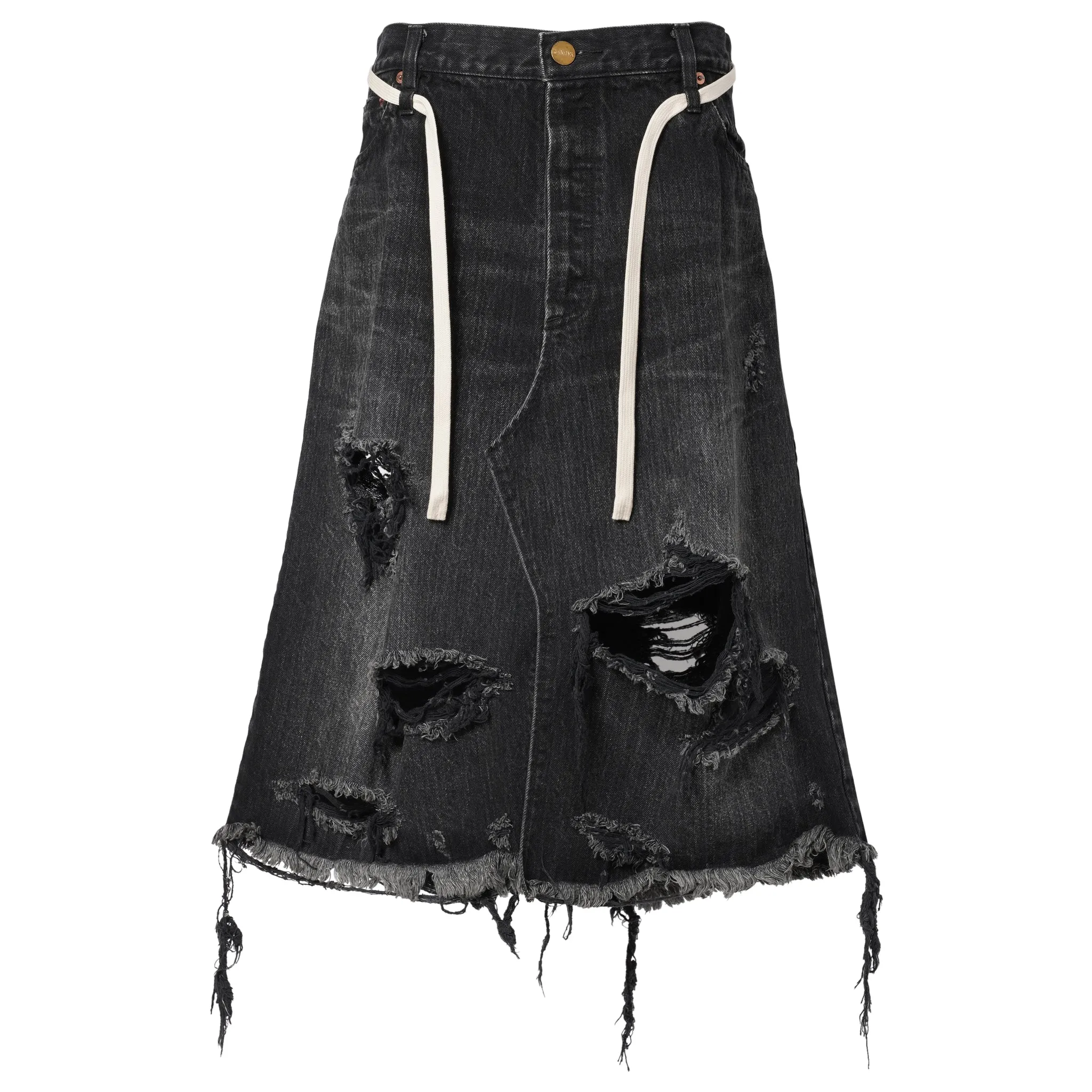 DENIM WRAP SKIRT / BLACK