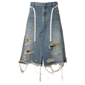 DENIM WRAP SKIRT / INDIGO