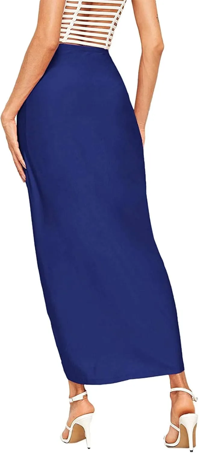 Elastic Draped Asymmetrical Casual Solid Waist Maxi High Wrap Slit Skirt Women's Skirt Tree Skirt Box