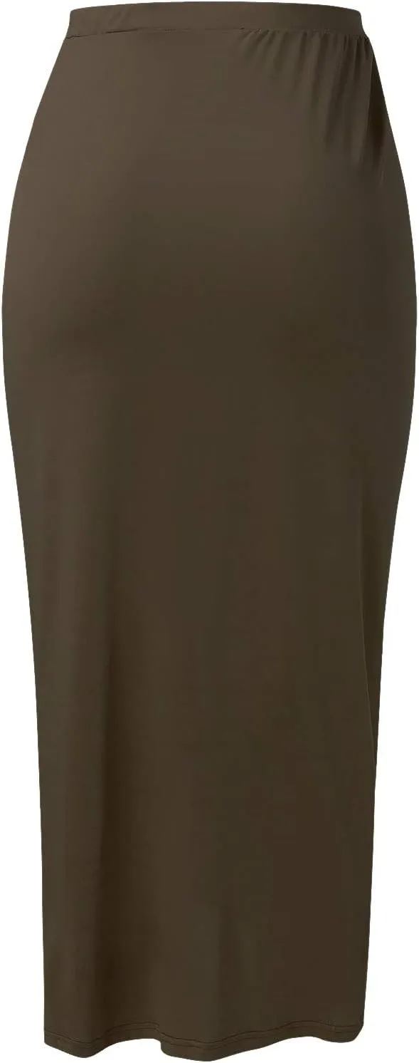 Elastic Draped Asymmetrical Casual Solid Waist Maxi High Wrap Slit Skirt Women's Skirt Tree Skirt Box