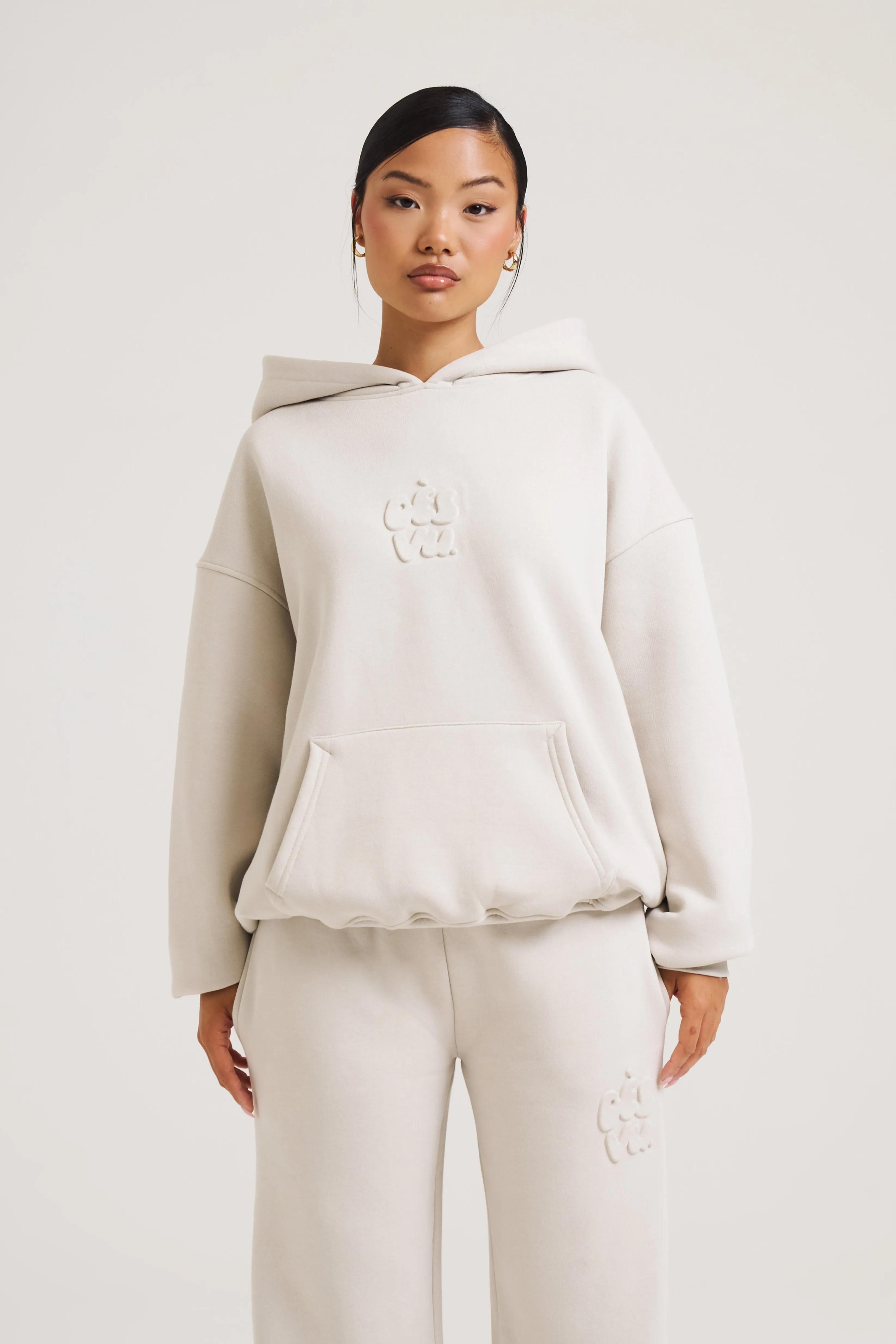 Embossed Hoodie - Stone