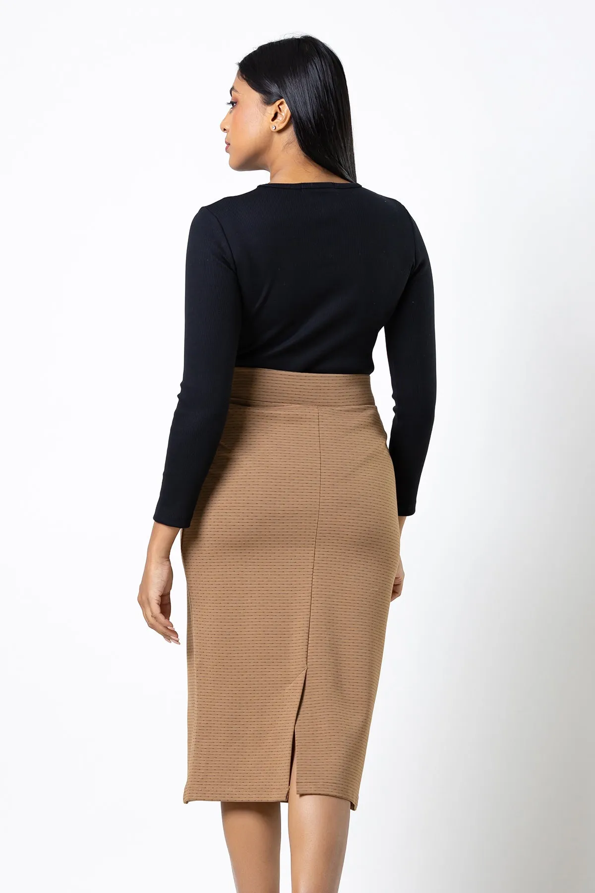 Envogue Women's Knee Length Plain Chic Office Skirt
