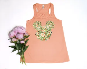 Fall Orange Floral Mickey Racerback Tank Top