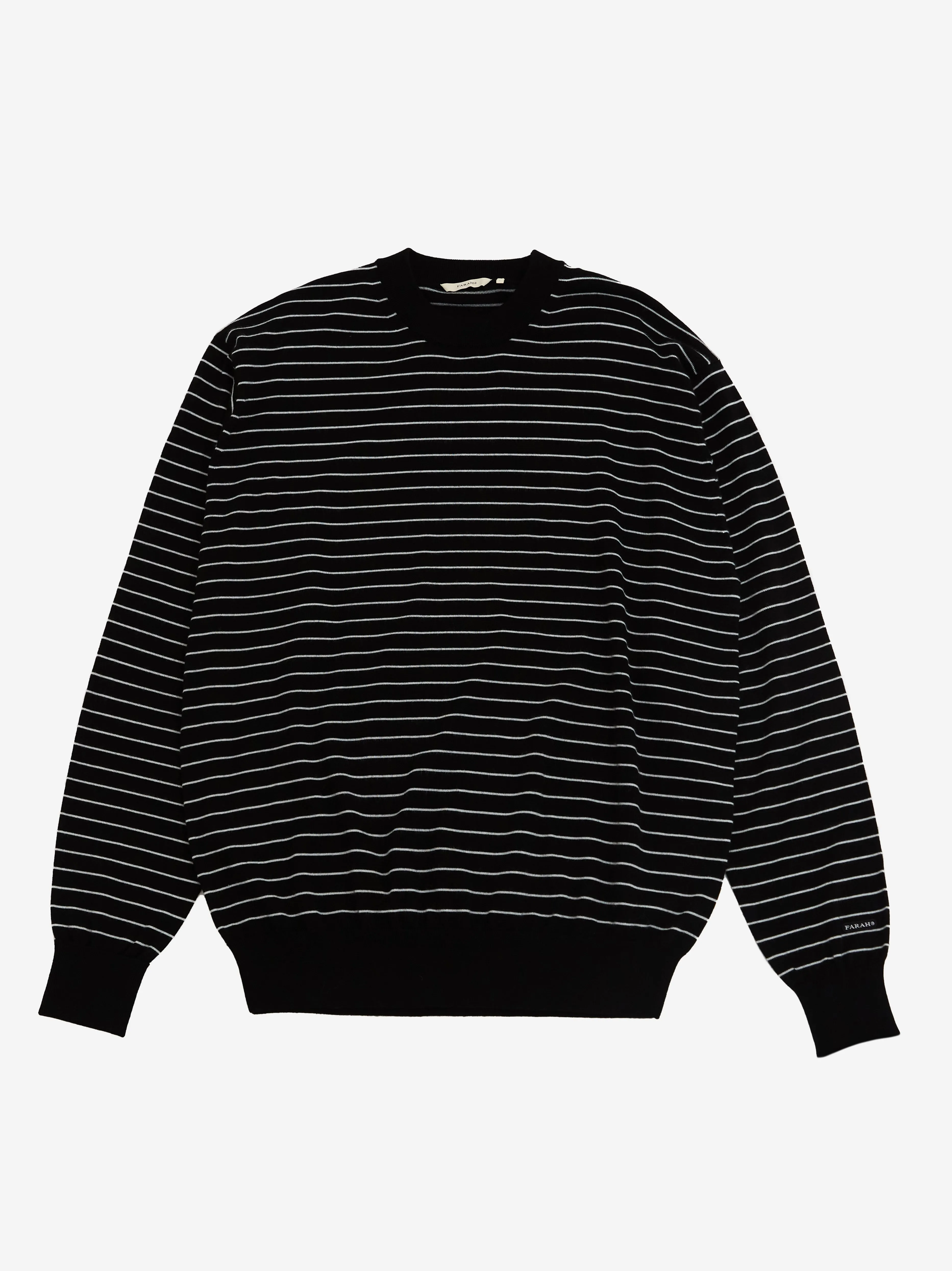 Farah Japan High Gauge Striped Crewneck Sweater - Black / White
