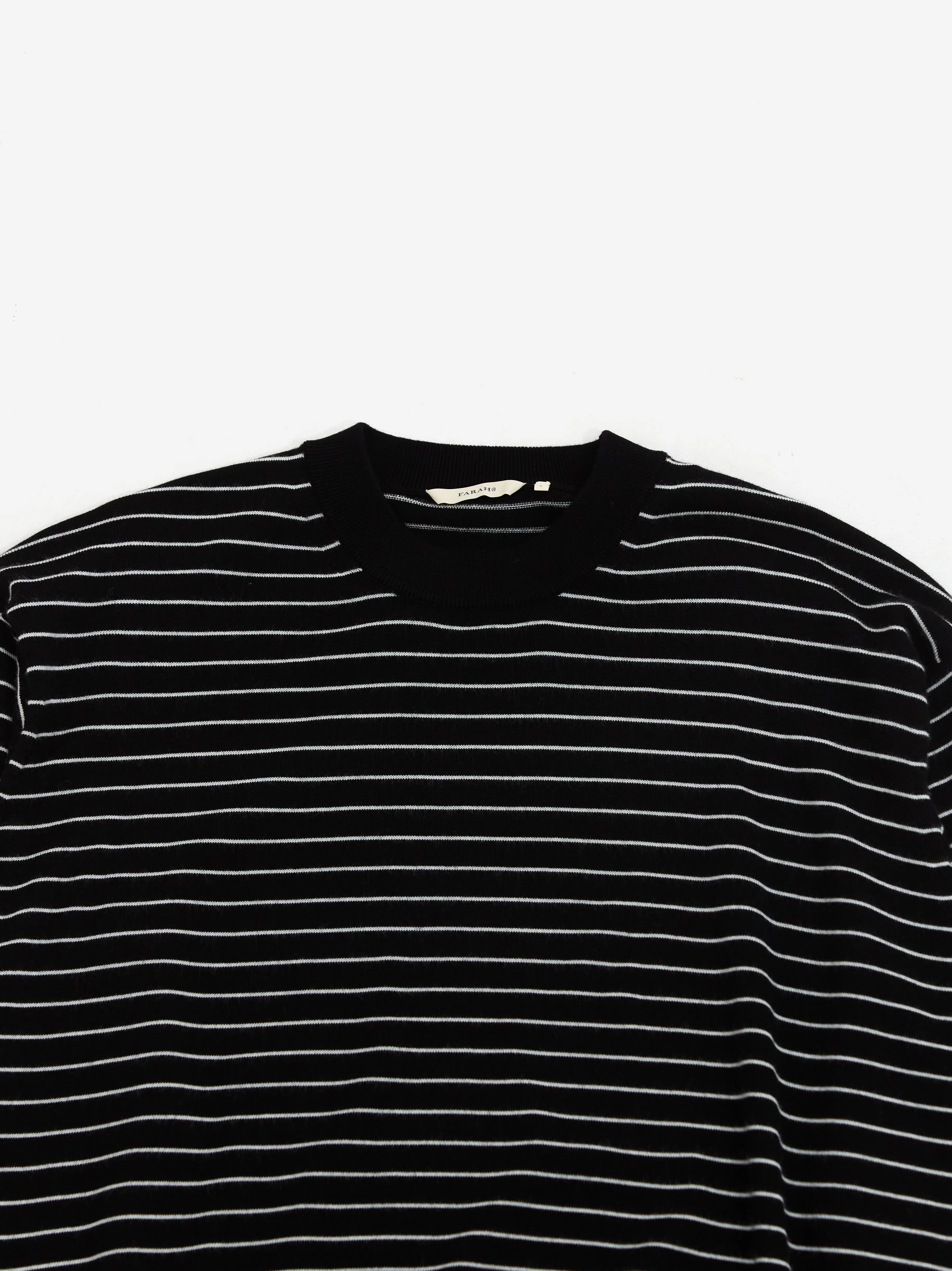 Farah Japan High Gauge Striped Crewneck Sweater - Black / White