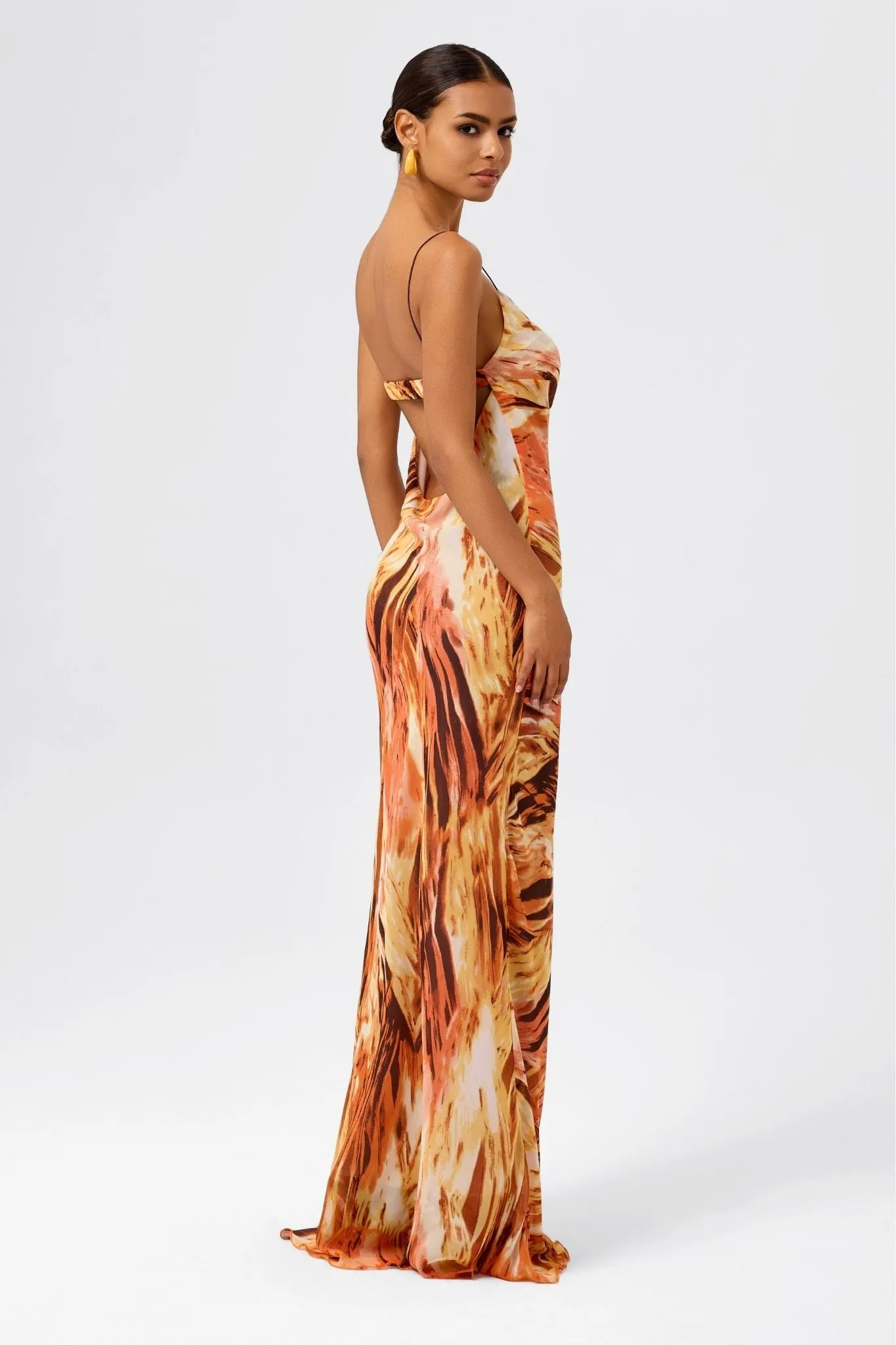 Floral Cowl-Neck Backless Spaghetti Strap Maxi Dress Summer Mirage