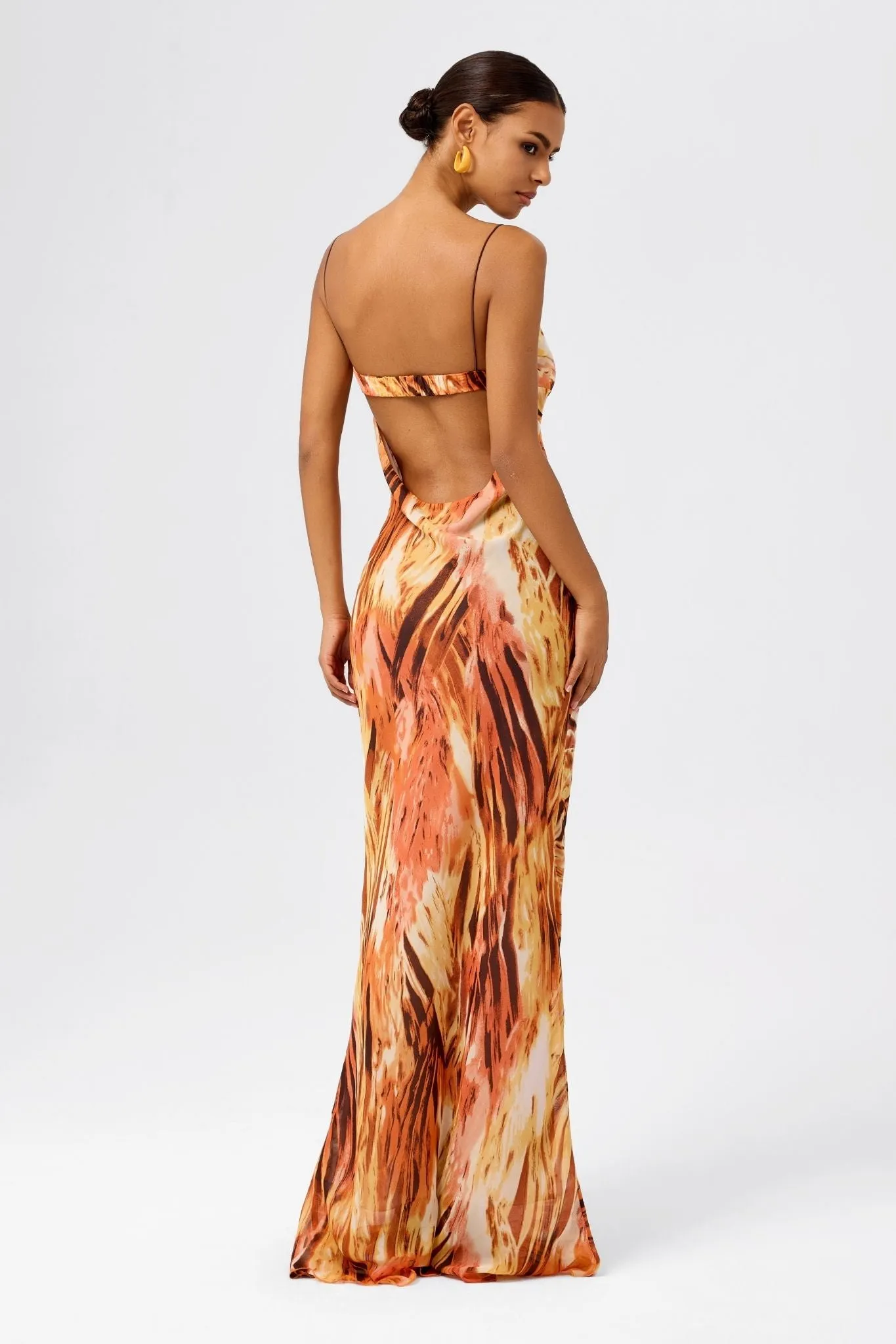 Floral Cowl-Neck Backless Spaghetti Strap Maxi Dress Summer Mirage