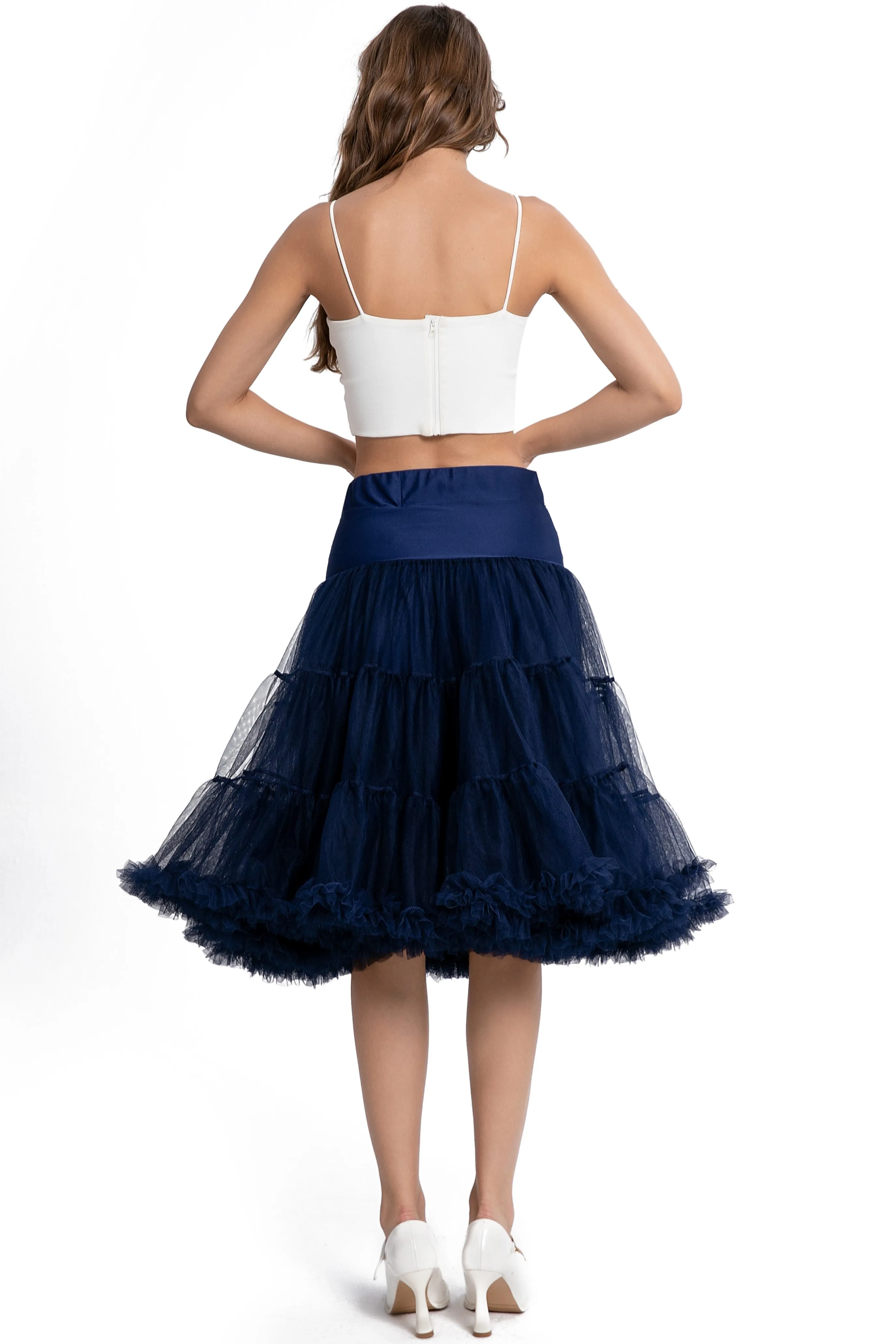 Fluffy Net Petticoat 25.5 In Navy Blue