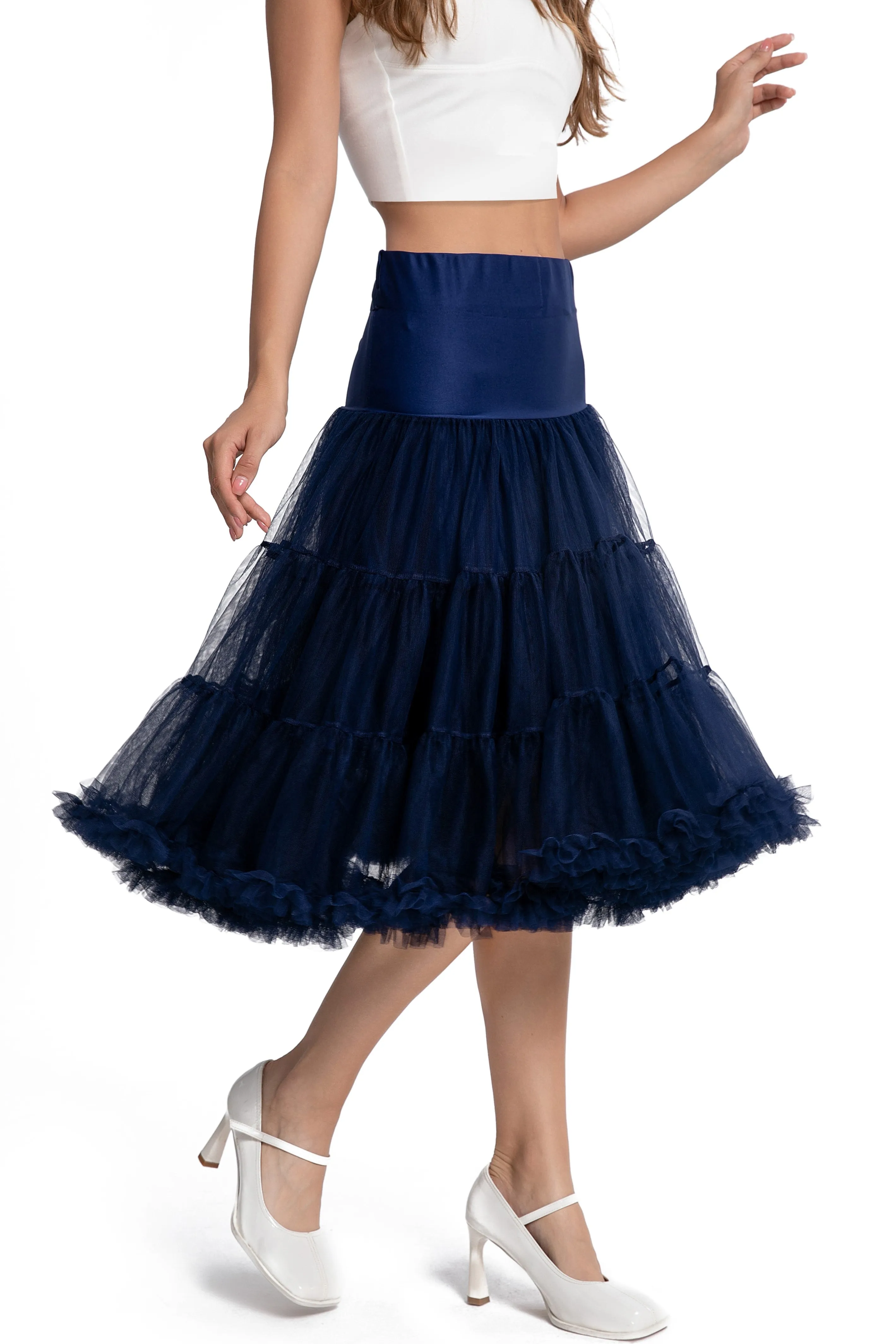 Fluffy Net Petticoat 25.5 In Navy Blue